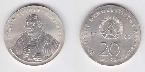 DDR Gedenk Münze 20 Mark Martin Luther 1983 (160968)