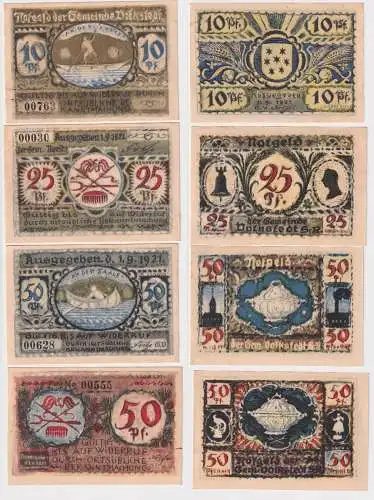 4 Banknoten Notgeld Gemeinde Volkstedt 10, 25 & 2 x 50 Pfennig 1.9.1921 (169114)