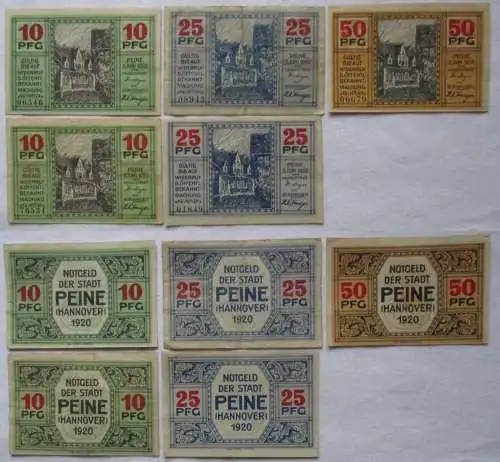 5 Banknoten Notgeld Stadt Peine (Hannover) 1920 (168756)