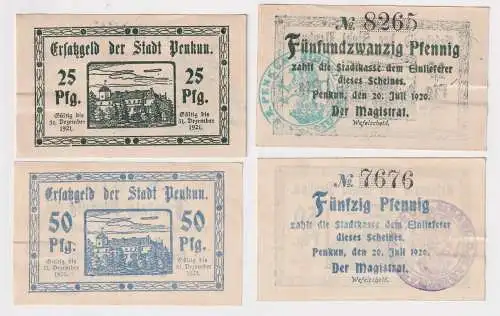 25 + 50 Pfennig Banknote Notgeld Stadt Penkun 20.Juli 1920 (169118)