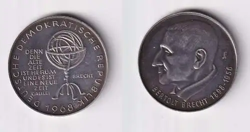 DDR Silber Medaille Berthold Brecht 1968 Stgl. (135625)
