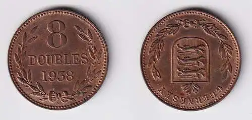 8 Doubles Kupfer Münze Guernsey 1938 vz (130750)