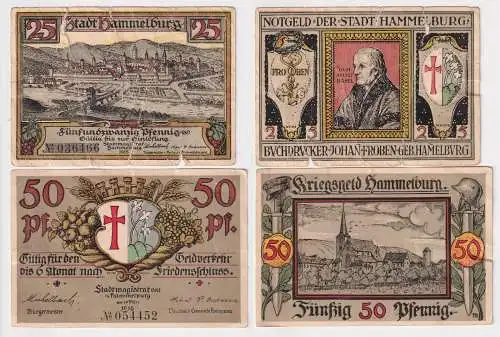 25 und 50 Pfennig Banknoten Notgeld Stadt Hammelburg 1918 (168937)