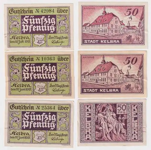 3 Banknoten Notgeld Stadt Kelbra 19.Juni 1921 (169189)