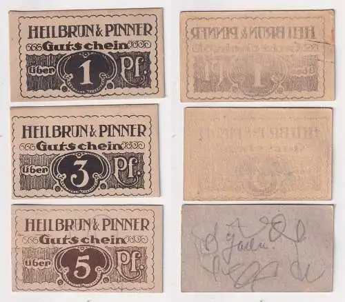 3 Banknoten Notgeld Stadt Halle a.S. Heilbrun & Pinner um 1920 (169192)