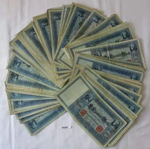 Sammlung mit 100 Banknoten 100 Mark "Flotten Hunderter" Siegel rot (104257)