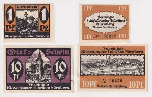 2 Banknoten Notgeld Heroldsberg vereinigte Klosettpapierfabriken  (168963)