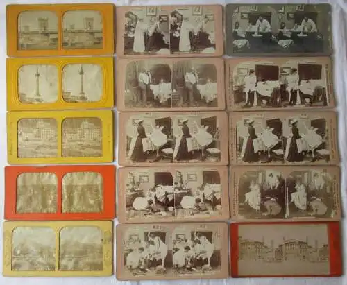 15 Dia-Bilder humoristische Szene + Brüssel, Nauheim, Italien, Schweiz (96143)