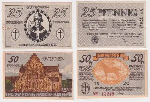 25 & 50 Pfennig Banknoten Notgeld Lügumkloster 1920 (168559)