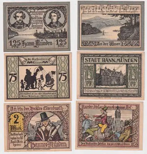 3 Banknoten Notgeld der Stadt Hann.Münden 1921 (168558)