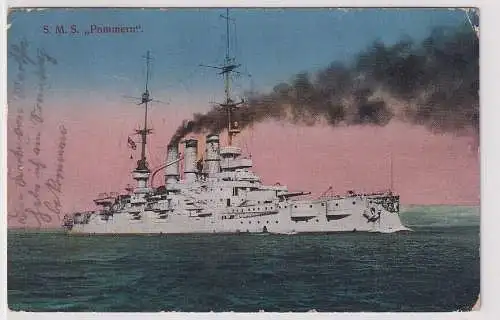 99284 Feldpost Ak Deutsches Kriegsschiff S.M.S. Pommern 1915