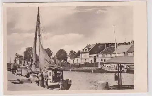 15598 AK Greifswald - Am Ryck, Hafenpartie mit Schiffen 1956