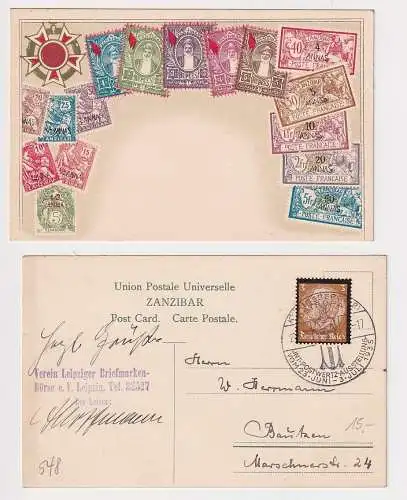 903672 Ak Sansibar Zanzibar mit Briefmarken, Poststempel OSTROPA um 1935