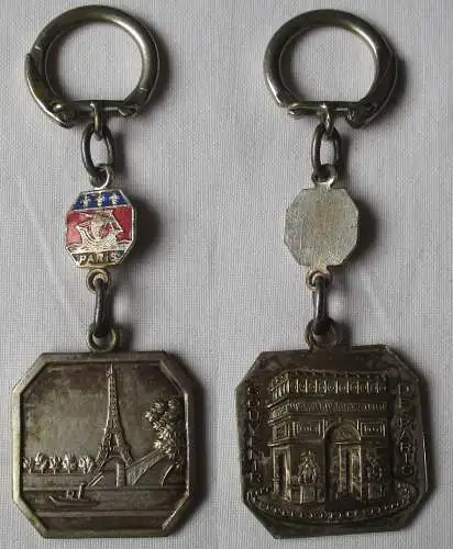 alter Schlüsselanhänger Souvenir de Paris Eiffelturm & Triumphbogen (161675)