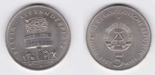 DDR Gedenk Münze 5 Mark Berlin Alexanderplatz 1987 (143094)