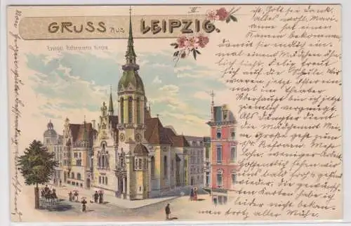 62977 Lithographie Ak Gruss aus Leipzig - evangl. Reformierte Kirche 1901
