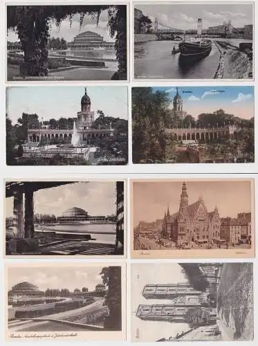 74441/8 Ak Breslau - Jahrhunderthalle, Liebichshöhe, Rathaus, Freiheitsbrücke