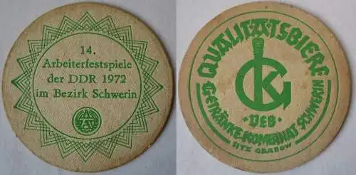 Bierdeckel DDR 14. Arbeiterfestspiele Schwerin 1972 Qualitätsbiere (162671)