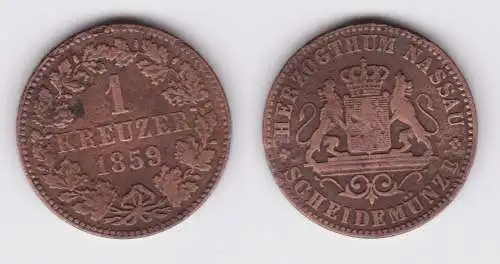 1 Kreuzer Kupfer Münze Baden 1859 (161309)
