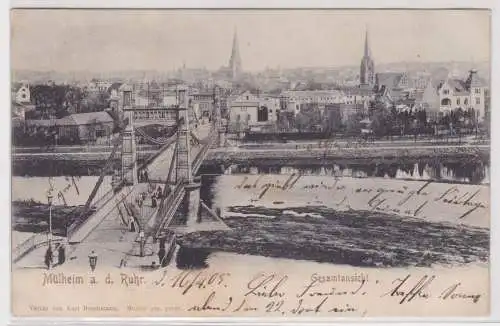 96870 AK Mülheim an der Ruhr - Gesamtansicht mit Brücke und Kirche 1905