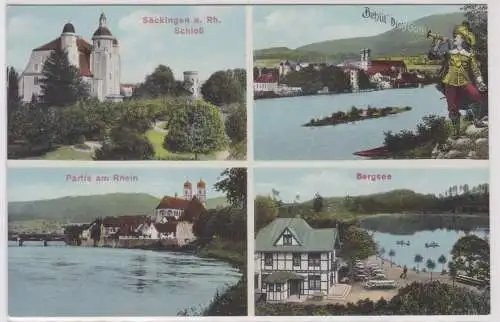 83669 Mehrbild Ak Säckingen a. Rh. - Schloss, Bergsee und Partie am Rhein