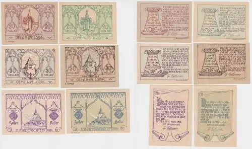 20, 30 und 2 x 50 Heller Banknote St. Lavrentiuskirche zu Lorch (162370)