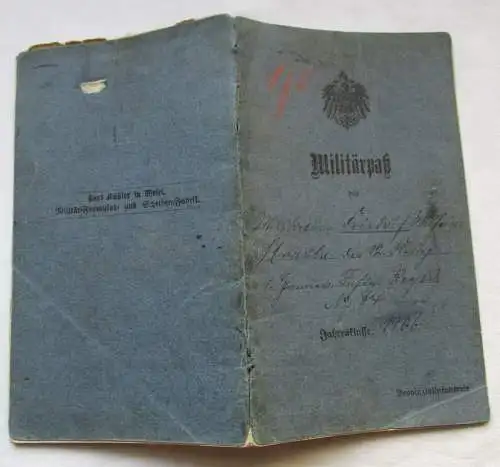 Militärpaß 1. Hannoversches Infanterie-Regiment Nr. 74 Hannover 1906 (112245)