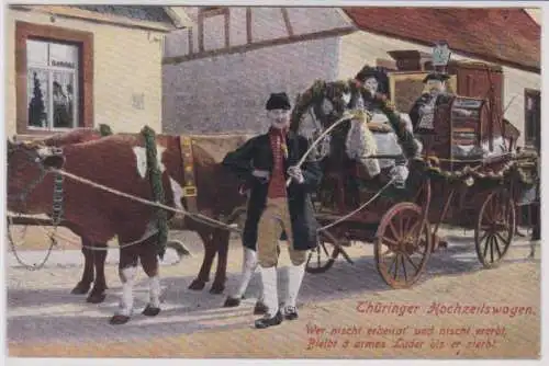 73664 Ak Thüringer Hochzeitswagen Serie Thüringer Volkstrachten um 1910
