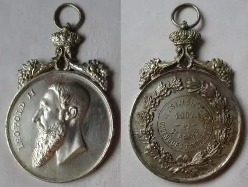 Belgien Medaille Leopold II Veesijndicaat Oudenburg Zandvoorde 1907 1.P (115574)