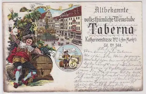 901305 Ak Lithographie Leipzig volksthümliche Weinstube Taberna 1910