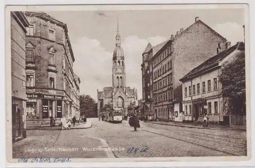 93072 Ak Leipzig Sellerhausen Wurznerstrasse mit Geschäften 1932