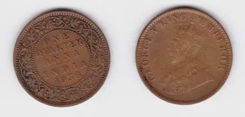 1/4 Anna Kupfer Münze Indien 1936 ss (157457)