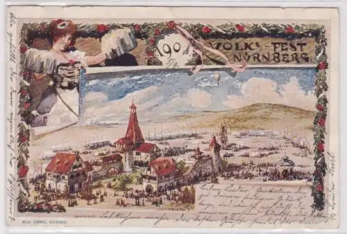 12211 Ak Lithographie Volksfest Nürnberg 1901
