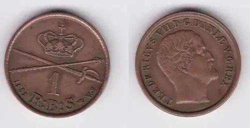 1 Skilling Kupfer Münze Dänemark Frederick VII 1853 ss+ (157720)