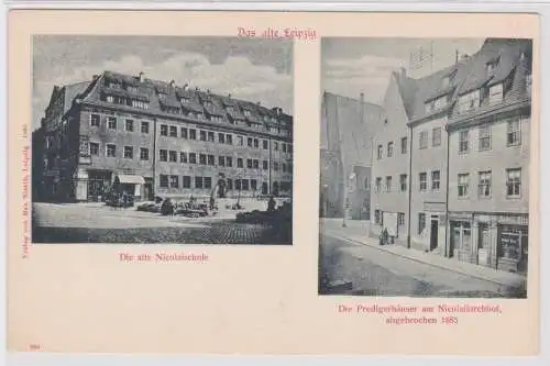 902884 Ak Das alte Leipzig - Die alte Nicolaischule, Predigerhäuser
