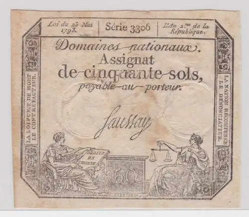 50 Sols Assignat Buttin Frankreich 23. Mai 1793 Serie 3306 (162196)