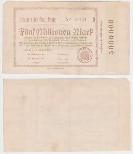Banknote Inflation  Millionen Mark Stadt Penig 8.8.1923 (150941)