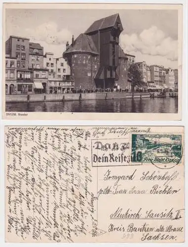 98901 Ak Danzig - Partie am Krantor - Stempel " Danzig Dein Reiseziel" 1936