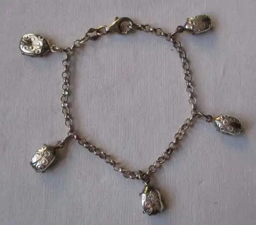 elegantes 925er Sterling Silber Armband mit Marienkäfer Anhängern (153455)