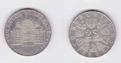 25 Schilling Silber Münze Österreich Lukas von Hildebrandt 1968 (144167)