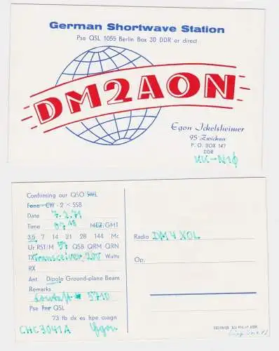 93434 QSL Karte Amateur Funker DDR Zwickau 1971