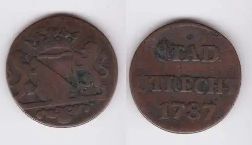 1 Duit Bronze Münze Niederlande Stadt Utrecht 1787 (162332)