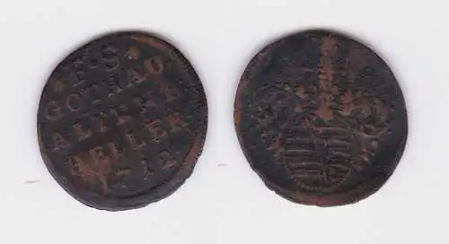 1 Heller Kupfer Münze Sachsen Gotha und Altenburg 1712 s/ss (160430)