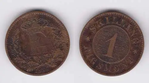 1 Skilling Rigsmont Kupfer Münze Dänemark 1856 (162330)