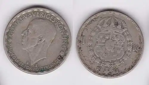 1 Krone Silber Münze Schweden 1948 ss (162742)
