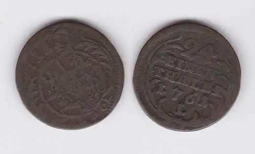 1/24 Taler Silber Münze Sachsen 1761 L s/ss (162301)