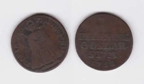1 Pfennig Kupfer Münze Reichsstadt Goslar 1752 s/ss (162235)