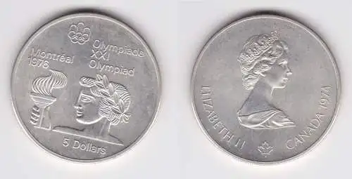 5 Dollar Silber Münze Canada Kanada Olympiade Montreal Fackel 1974 (162825)