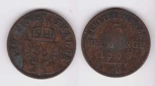 3 Pfennig Kupfer Münze Preussen 1855 A f.ss (162500)