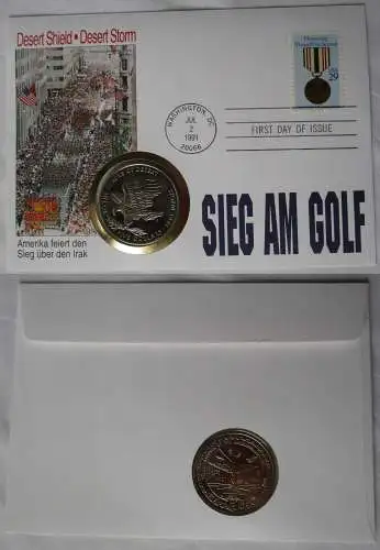 Numisbrief Marshall Islands 5 Dollar 1991 Sieg am Golf USA Desert Shield /163037